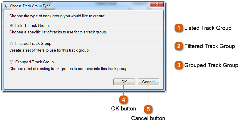 Choose Track Group Type Window