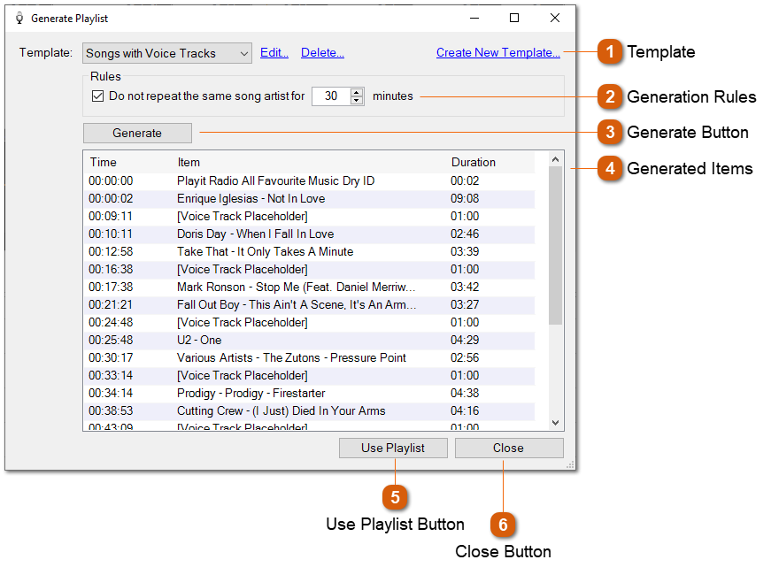 Generate Playlist Window