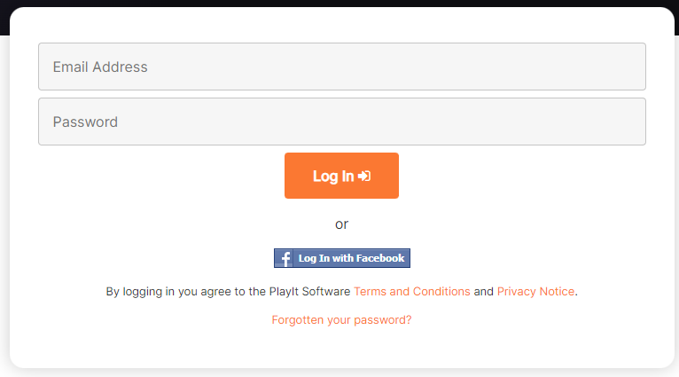 PlayIt Software login page