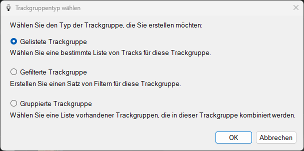 PlayIt VoiceTrack Fenster „Trackgruppentyp wählen“