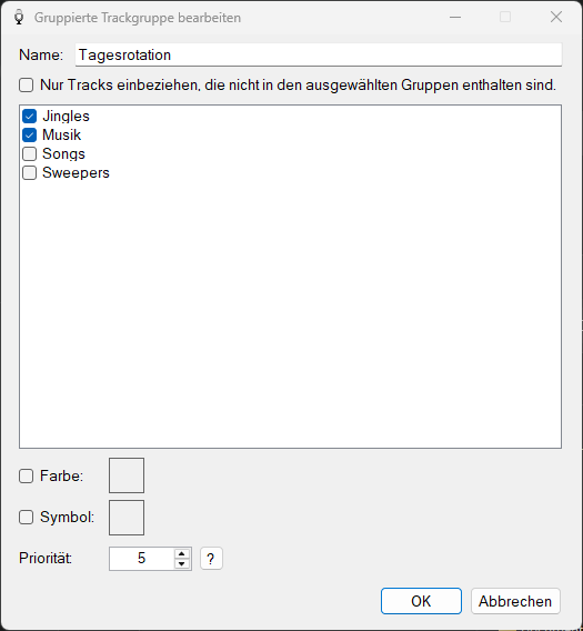 PlayIt VoiceTrack – Fenster „Gruppierte Trackgruppe bearbeiten“