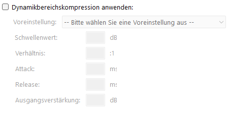 Einstellungen für die Dynamikbereichskompression