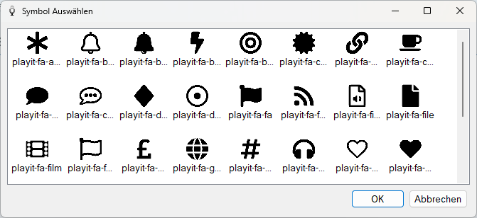 PlayIt VoiceTrack Fenster „Symbol Auswählen“