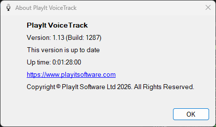 About PlayIt VoiceTrack window