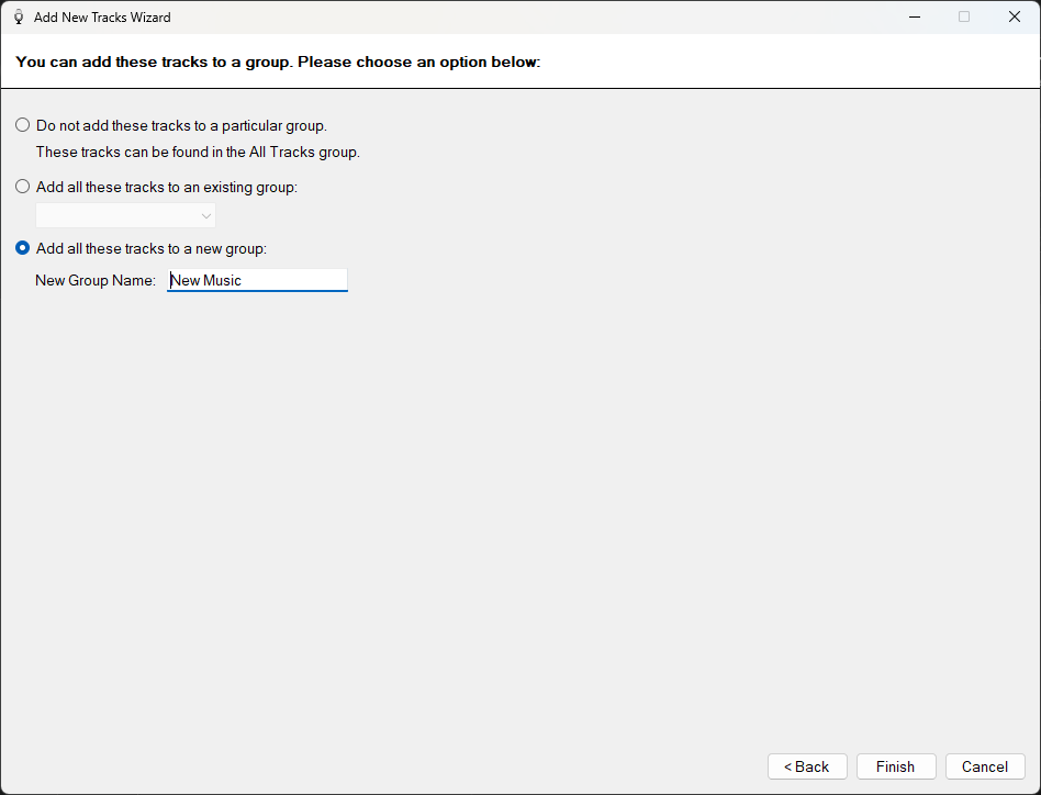 PlayIt VoiceTrack Add New Tracks Wizard group assignment page