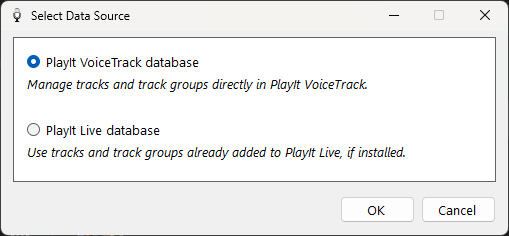 PlayIt VoiceTrack Select Data Source window