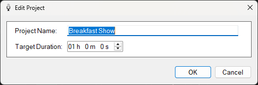 Edit Project window