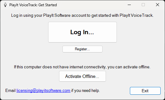 PlayIt VoiceTrack Get Started window