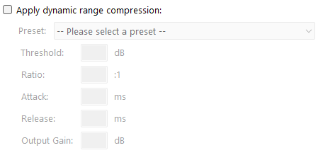 Dynamic range compression settings