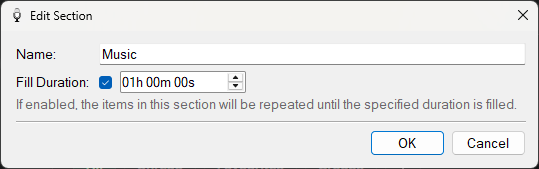 Edit Section window