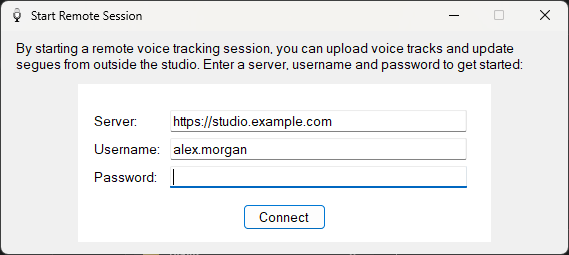 Start Remote Session window