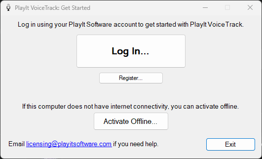 PlayIt VoiceTrack Get Started window