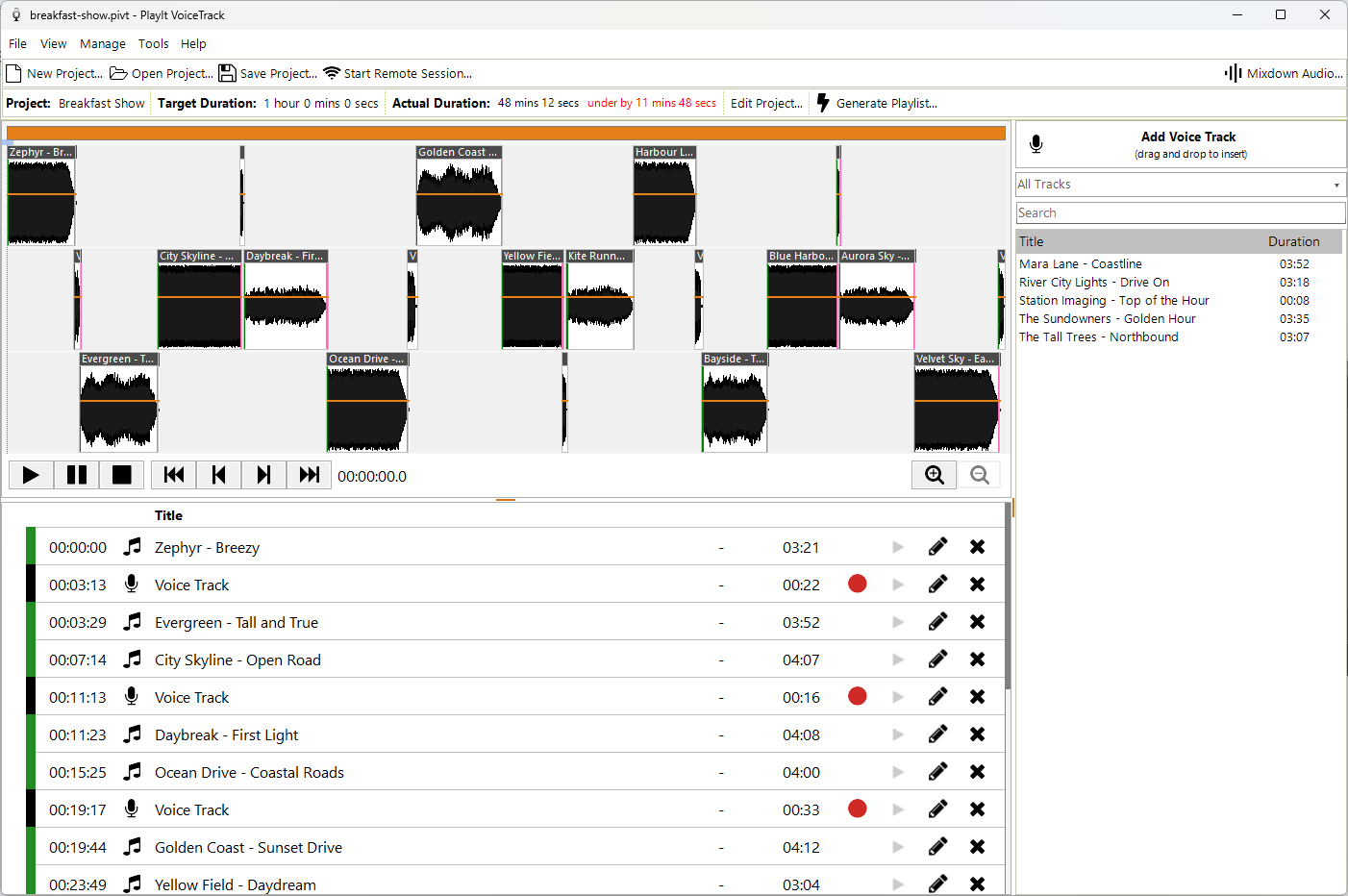 PlayIt VoiceTrack main window