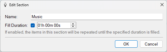 Edit Section window