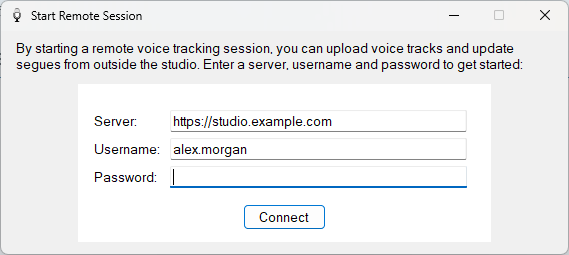 Start Remote Session window