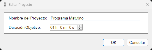 Ventana Editar Proyecto