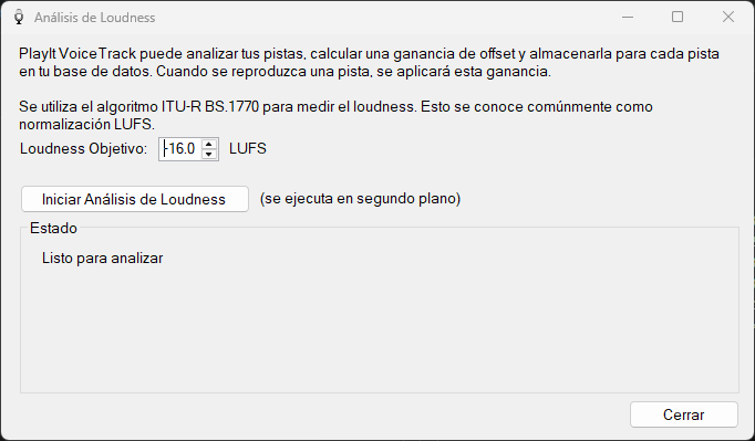Ventana de Análisis de Loudness