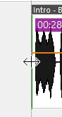 Cursor de recorte en el borde izquierdo de la forma de onda del voice track