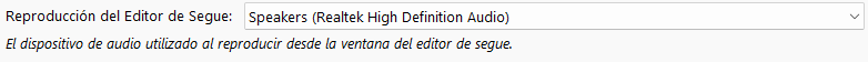 Dispositivo de reproducción del editor de Segue