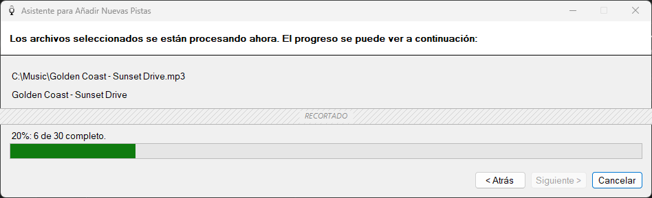Asistente para Añadir Nuevas Pistas