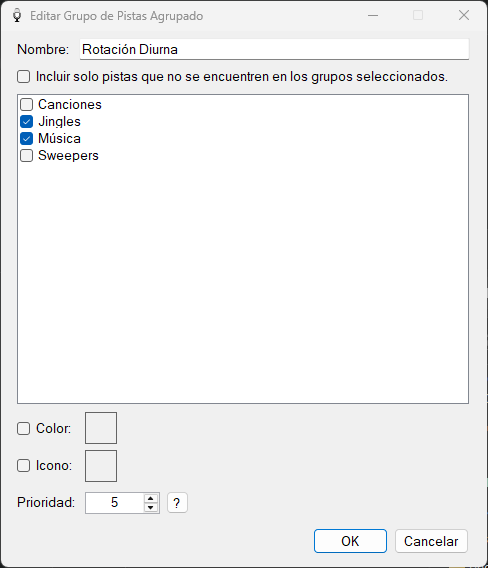 Ventana Editar Grupo de Pistas Agrupado de PlayIt Voice Track