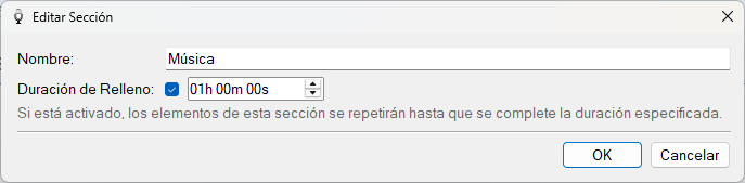 Ventana Editar Sección