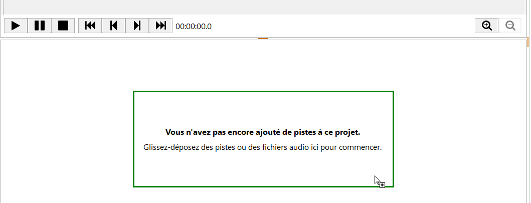 Glisser des fichiers sur la zone de dépôt de la Playlist mise en évidence