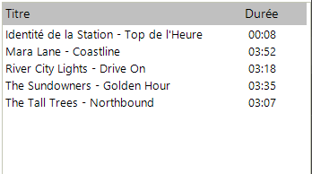 Liste des pistes