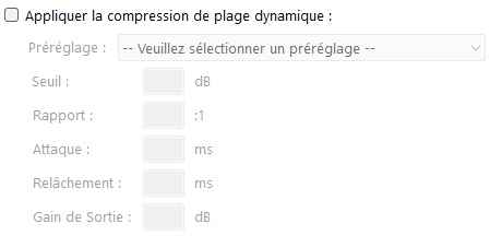 Paramètres de compression de plage dynamique