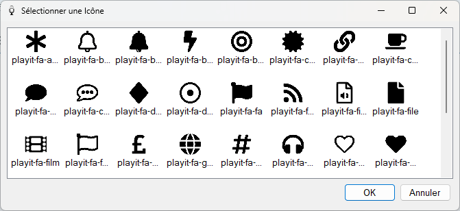 Fenêtre Sélectionner une Icône de PlayIt VoiceTrack