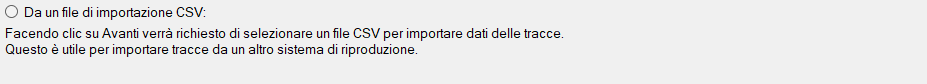 Da un file di importazione CSV