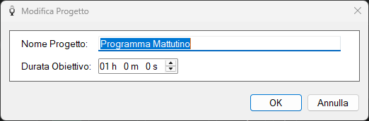 Finestra Modifica Progetto