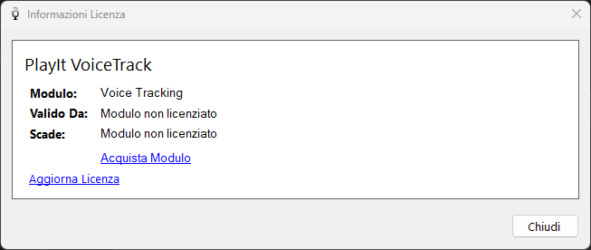 Finestra Informazioni Licenza