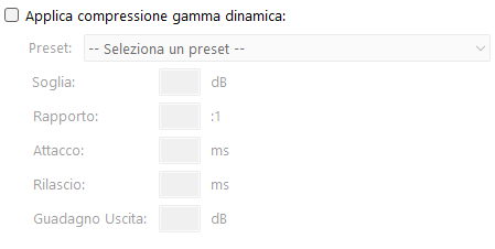 Impostazioni di compressione gamma dinamica