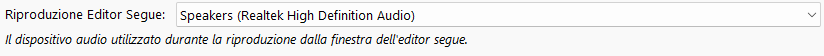 Dispositivo di riproduzione dell'editor Segue