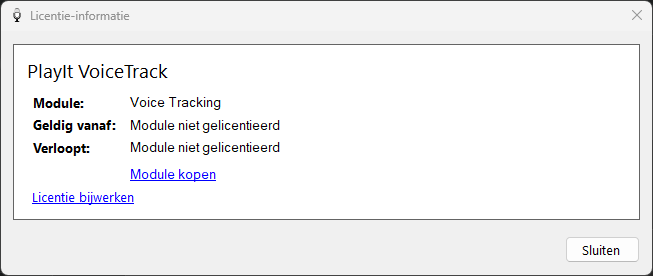Venster Licentie-informatie
