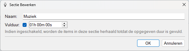 Venster Sectie Bewerken