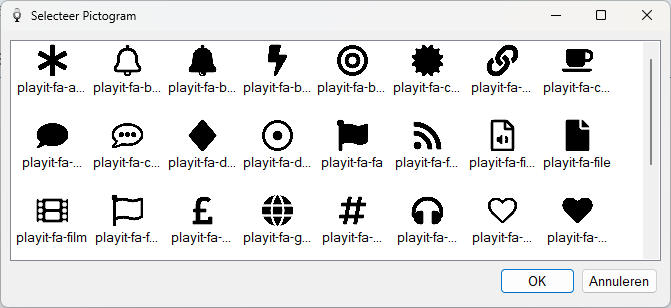 PlayIt VoiceTrack venster Selecteer Pictogram