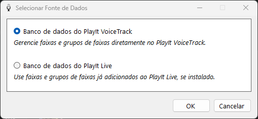 Janela Selecionar Fonte de Dados do PlayIt VoiceTrack