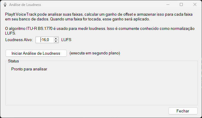 Janela de Análise de Loudness