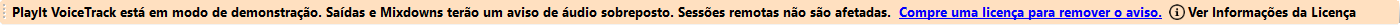 Banner de aviso de demonstração do PlayIt VoiceTrack