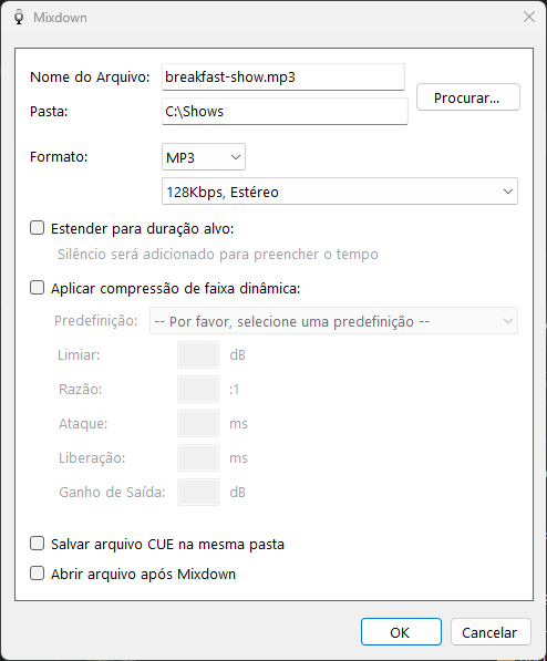 Janela Mixdown Audio