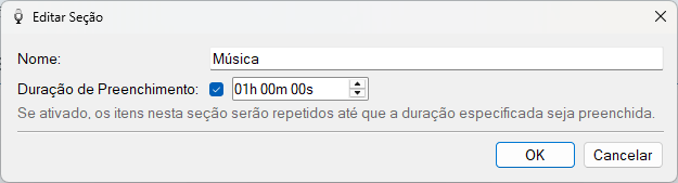 Janela Editar Seção
