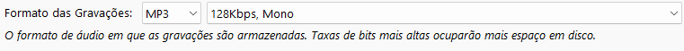 Formato das Gravações