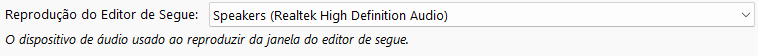 Dispositivo de reprodução do editor de Segue