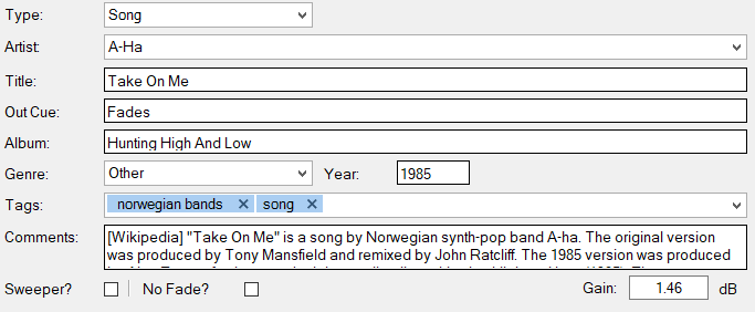 2. Track information